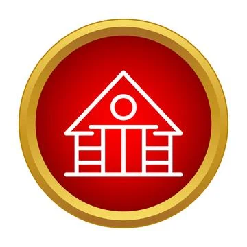 Barn house icon on red button design Stockillustratie