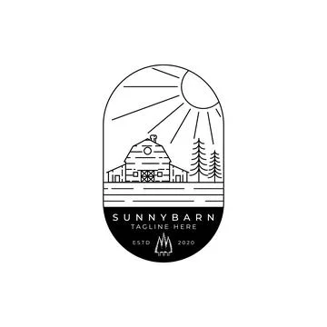 Barn house logo vector illustration design, line art logo Stock Illustration