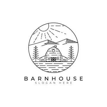 Barn house logo vector illustration template design, countryside barn view Stock Illustration