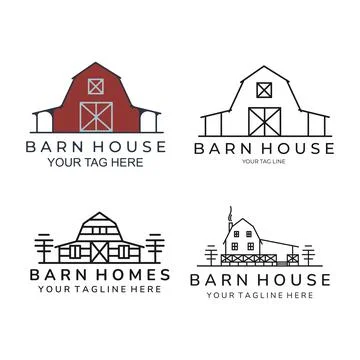 Barn house set bundle icon logo template vector illustration design Stock Illustration