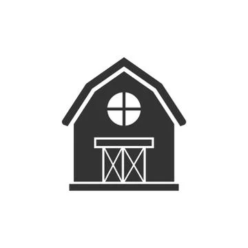 Barn icon in flat style. Farm house vector illustration on white isolated bac Ilustración de archivo