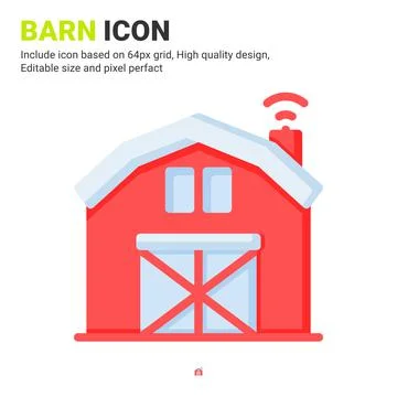 Barn icon vector with flat color style isolated on white background Illustrazione stock