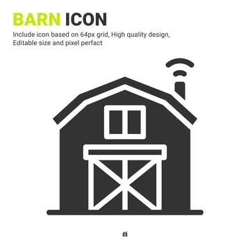 Barn icon vector with glyph style isolated on white background Stock Illustration