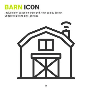 Barn icon vector with outline style isolated on white background Stock Illustration