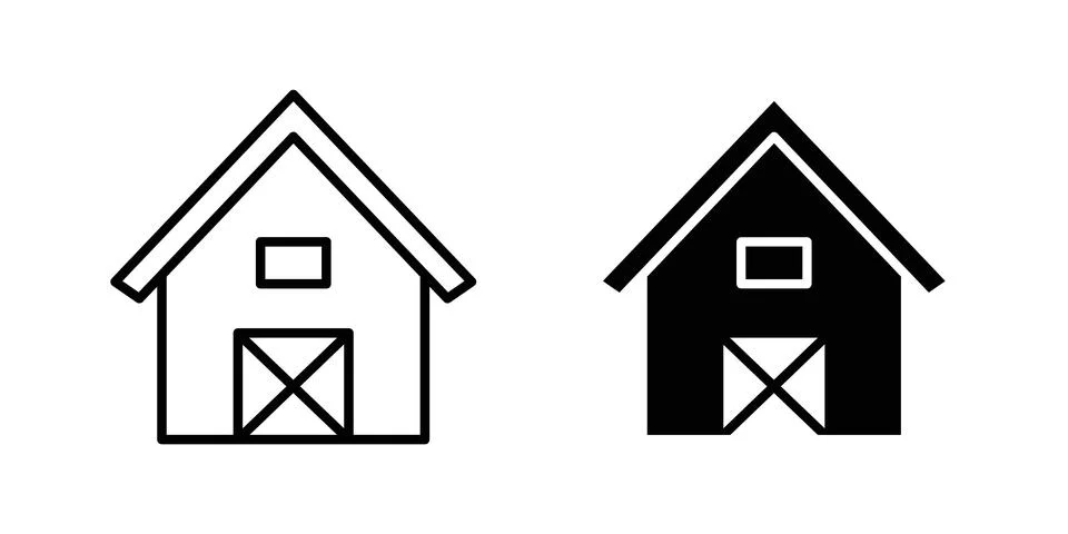 Barn icon vector template set in black Stock Illustration