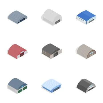 Barn icons, isometric 3d style Stock Illustration