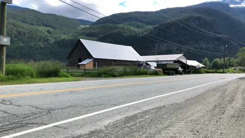 Barn in mountain valley Stock Footage 146988721