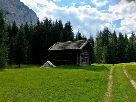 Barn in the Mountains Stock Photos