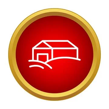 Barn or farm house vector outline icon button Stock Illustration