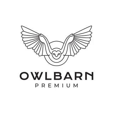 Barn owl fly wings hunter freedom line style circle modern minimal logo des.. Stock Illustration