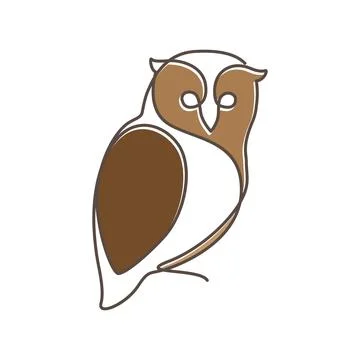 Barn owl perched line colored modern logo design vector Stock Illustration
