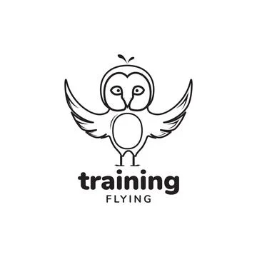 Barn owl training flying logo design vector graphic symbol icon illustratio.. Иллюстрация