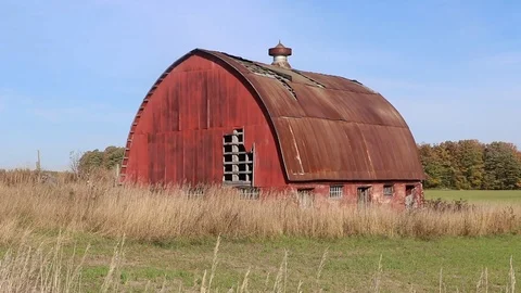 Barn with part of its wall and roof missing Stock Footage 117957818