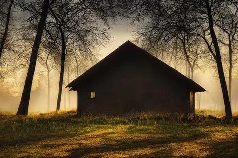 Barn on the prairie. Digital illustration Ilustración de archivo