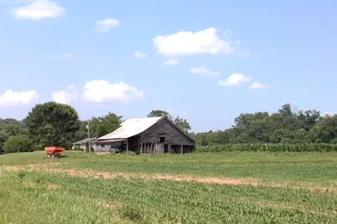 Barn in a Rural Field Stock Footage 373449