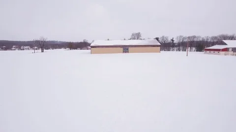 Barn snowed in Stock Footage 74153431
