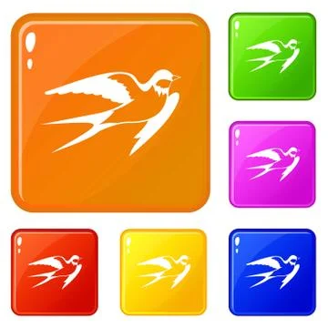 Barn swallow icons set vector color Stock Illustration