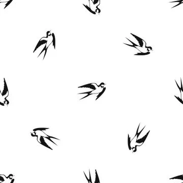 Barn swallow pattern seamless black Stock Illustration