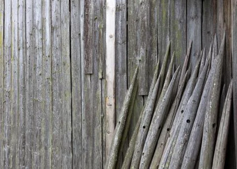 Barn wall with sharp poles Stock Photos
