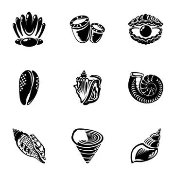 Barnacle icons set, simple style 스톡 일러스트