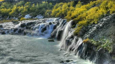 Barnafoss,  in Iceland - 2 Stock Footage 12421874