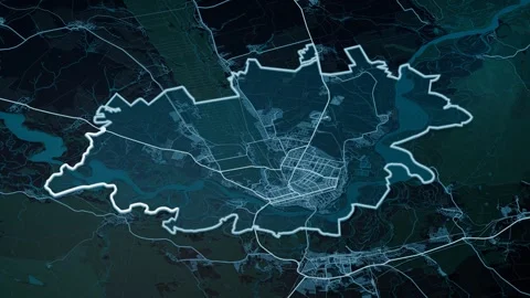 Barnaul Russia Glowing Digital Map Animation 4K Stock Footage 339719899