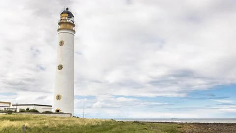 Barns Ness Lighthouse Video stock 131404167