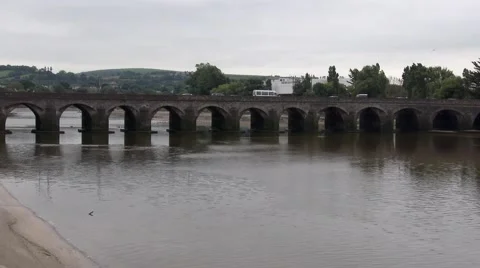 Barnstaple Long Bridge Stock Footage 65706435