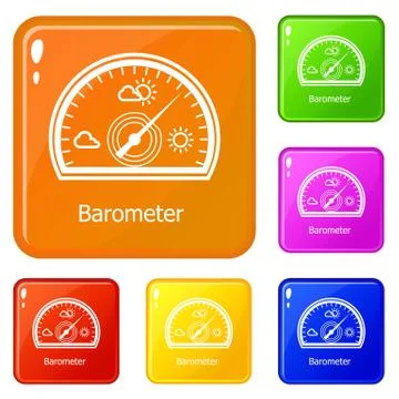 Barometer icons set vector color Stock Illustration