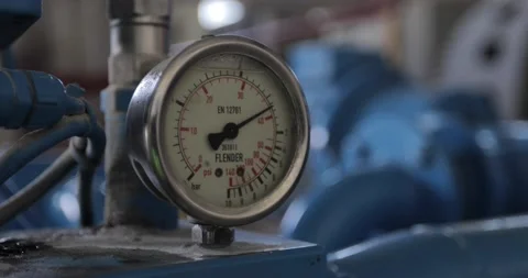 Barometer measures pressure in barrel Stock Footage 170539747
