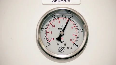 Barometer measuring pressure in industry. We can see the pressure gauge going up Stock Footage 130954547