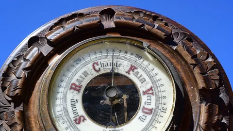 Barometer predicting changes in the weather Stock Footage 129014492