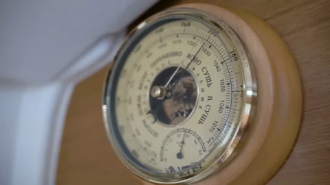 Barometer on a sailing yacht, close up Stock Footage 102158304