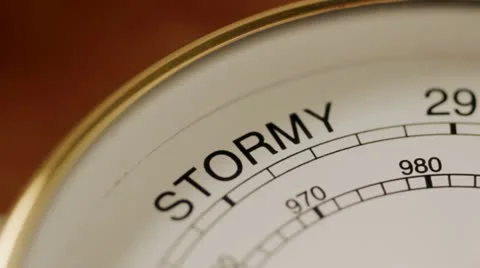 Barometer shows stormy weather Stock Footage