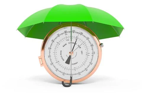 Barometer under umbrella, 3D rendering Stock Illustration