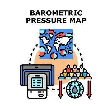 Barometric pressure map forecasting weather conditions Stock Illustration