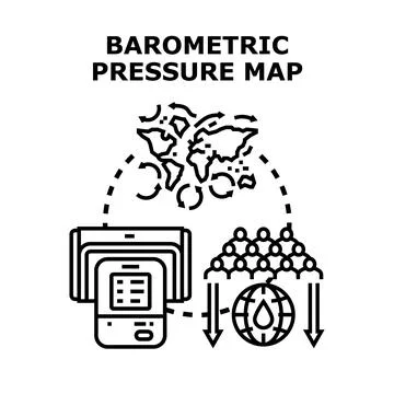 Barometric pressure map forecasting weather conditions Stock Illustration