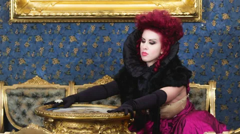 Baroness in baroque salon Stock Footage 37028131