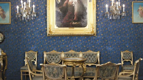Baroness in baroque salon Stock Footage 37042434