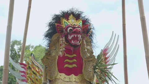 Barong at the cremation ceremony Stock Footage 87138483