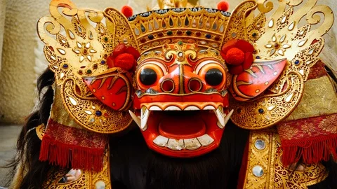 Barong face, traditional indonesian bali... | Stock Video | Pond5