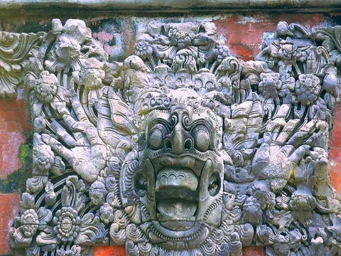 Barong Lion Guard, Balinese mythological character. Indonesia Stock Footage