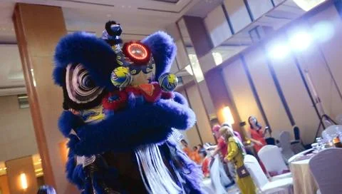 Barongsai dance performance Stock Photos