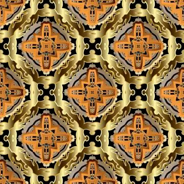 Baroque 3d seamless pattern. Vector ornamental surface background. Textured r イラスト素材