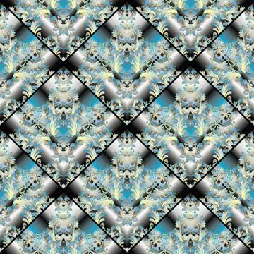 Baroque 3d seamless pattern. Vintage damask ornaments in tiled rhombus shapes Illustrazione stock