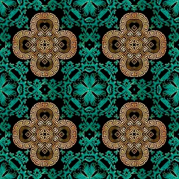 Baroque 3d vintage vector seamless pattern. Floral ornamental greek background Illustrazione stock