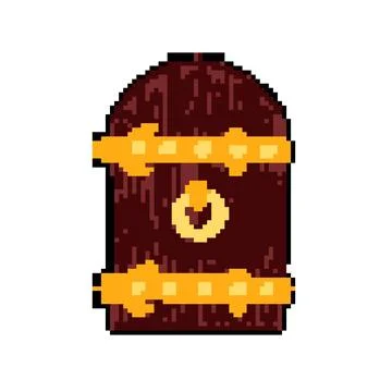 Baroque ancient medieval door pixel art vector illustration Stock Illustration