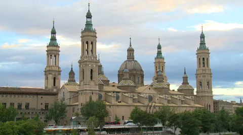 Baroque Basilica with cloudy sky at sunset Stock Footage 38716741