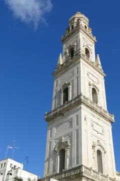Baroque bell tower of the Lecce Cathedral Stock Photos