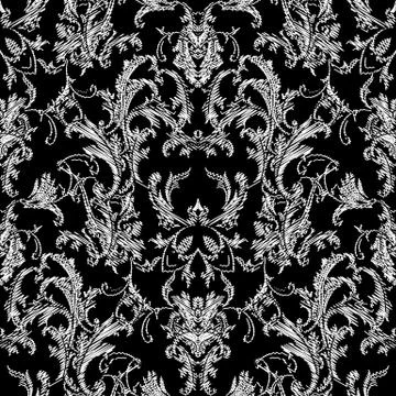 Baroque black white seamless pattern. Luxury floral background wallpaper with 스톡 일러스트